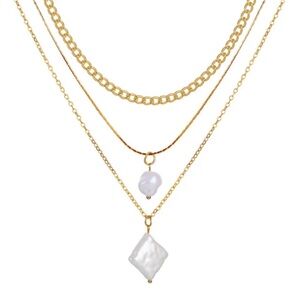 Gold & Faux Stones Layered Necklace